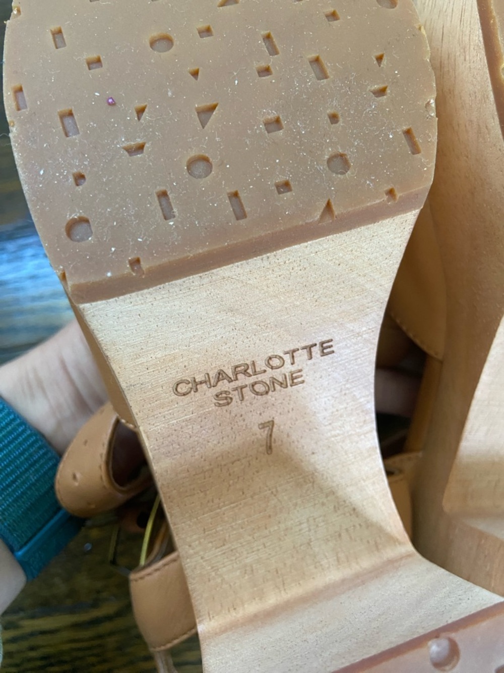 NWOB Charlotte Stone Women's Tan Leather Platform Mary Jane Clog Sandals - Picture 7 of 8